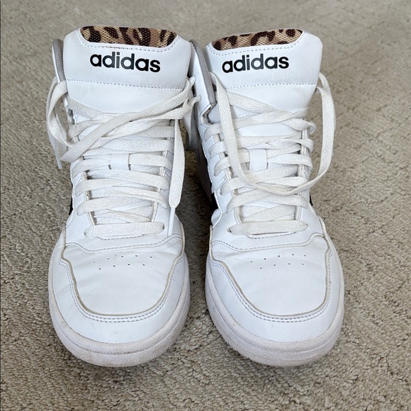 Adidas White and Black High Top Sneakers with Leopard Detail - Picture 3 of 5